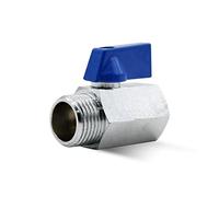 DOJA Barcelona | Valvula de Esfera Mini | Azul | 1/2" | M - H | Valvula de Esfera Mini Fontaneria de Laton Cromado | Mini Valvula Bola para Bombas de Agua, Tanques, Grifo Exterior, Conexiones de Agua