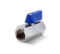 DOJA Barcelona | Valvula de Esfera Mini | Azul | 1/4" | H - H | Valvula de Esfera Mini Fontaneria de Laton Cromado | Mini Valvula Bola para Bombas de Agua, Tanques, Grifo Exterior, Conexiones de Agua