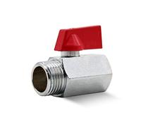 DOJA Barcelona | Valvula de Esfera Mini | Rojo | 1/2" | M - H | Valvula de Esfera Mini Fontaneria de Laton Cromado | Mini Valvula Bola para Bombas de Agua, Tanques, Grifo Exterior, Conexiones de Agua