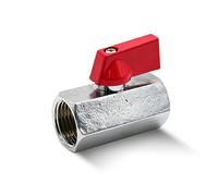 DOJA Barcelona | Valvula de Esfera Mini | Rojo | 3/8" | H - H | Valvula de Esfera Mini Fontaneria de Laton Cromado | Mini Valvula Bola para Bombas de Agua, Tanques, Grifo Exterior, Conexiones de Agua