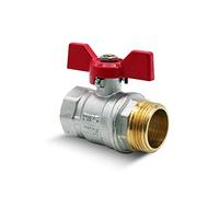 DOJA Barcelona | Valvula de Mariposa | Llave de Paso Agua 1 ” Rojo | PN-25 M-H | en Laton | Valvulas de Bola con Palanca Mariposa para Inodoro, Tubos de Laton Agua, Latiguillos de Fontanería