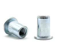 DOJA Industrial | Tuercas de Remache Ciego de Acero M8 | PACK 50 | Tuerca Roscada de Cabeza Plana Ranurada | Remaches ideales para carpintería, construcción, fontanería, entre otros usos.