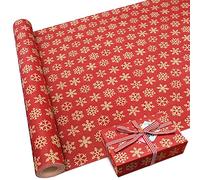 DOJoykey Papel de regalo, 16M x 43cm Navidad Paquete de rollo grande Papel Kraft Reciclable Papel de regalo grueso para regalos Envoltura Decoración de fiesta