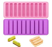 DOKRIN Moldes para magdalenas，Molde de silicona para chocolate de 2 piezas, molde largo para cubitos de hielo, molde para galletas de dedo