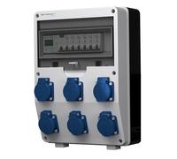 Doktorvolt - Distribuidor de corriente para construcción (6 x 230 V, pTD-S/FI 1P, contador de corriente Siemens y Mennekes