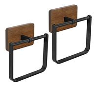 DOKU - Paquete de 2 Anillos Cuadrados para Toallas, Soporte para Toallas de Mano para baño, Colgador de Toallas para Cocina, Montaje en Pared, Almacenamiento Resistente, Negro y marrón