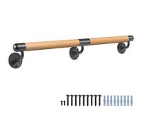 Dolibest 2M Pasamanos de Madera para escaleras de Interior de 3-10 pies Pasamanos de Montaje en Pared, Barra de sujeción para escaleras sin barreras, Redonda de 1-1/2