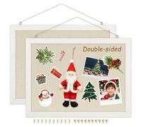 DOLLAR BOSS Pizarra de corcho con lino de doble cara, paquete de 2 unidades de 30 x 40 cm, tableros de corcho pequeños para paredes, marco de madera, tablero de anuncios pequeño para el hogar, cocina,