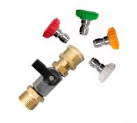 Dolvitrny Adaptador de conexión rápida M22 con interruptor de encendido/apagado, conector de alta presión de acero inoxidable y latón, ajuste de 14 mm a 15 mm para lavadora a presión, 4500 PSI