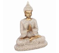Domary Estatua de Buda Meditando, Estatuilla Tallada de Resina Piedra Arenisca, Decoración del Hogar, Compañero Meditación, Regalo para Adorno Mesa (un Oro)