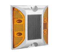 Domary Luz Solar para Carretera, Aluminio Fundido, 1000 M, Visible para | Carga Automática con Energía Solar, Resistente Al Agua, LED Amarillo de 1,2 V, Flash de 2 HZ o Constante, para Pathway Road