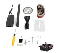 Domary Mini Kit de Sierra de Banco y Lijadora Banda con Pinza y Perforación Tallado para Carpintería, Artesanía Metal, Color Negro (Estándar enchufe la UE)