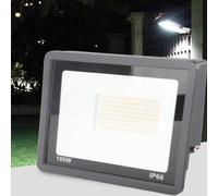 Domary Reflector LED de 100 W, 3000 K, Luz Blanca Cálida IP65, Reflector para Exteriores con Cubierta de Vidrio Templado para Patio y Garaje