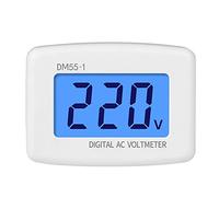 Domary Voltímetro Digital LCD de 80-300 V CA, Medidor de Voltios Tipo Enchufe con Pantalla Retroiluminación Azul para Medir Voltaje en la Oficina en Casa (Blanca)