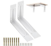 DOMI PRO Paquete de 2 soportes para estantes de 250 mm en forma de L Soportes para estantes resistentes Soportes para estantes de metal
