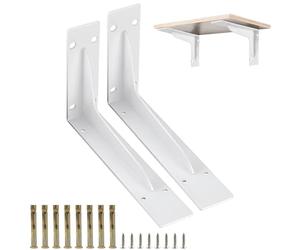 DOMI PRO Paquete de 2 soportes para estantes de 250 mm en forma de L Soportes para estantes resistentes Soportes para estantes de metal