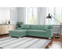 DOMO. collection Ecksofa Capri, Sofa in L-Form mit Schlaffunktion, Couch, Polsterecke, Eckcouch, Schlafsofa 239 x 152 x 75 cm (BxTxH), Mint grün