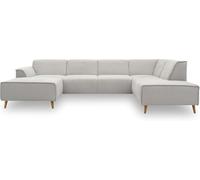 DOMO. collection Jules FK - Sofá escandinavo con muelles 333 x 191 x 81 cm, Color Gris Claro, Chaise Lounge Izquierda