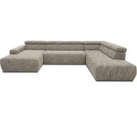DOMO. collection Sofa Brandon, Wohnlandschaft mit Rückenfunktion in U-Form, Polsterecke, Eckgarnitur, Polstergarnitur 359 x 228 x 80 cm (BxTxH), weiß-Grau