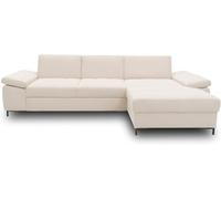 DOMO. collection Sofá Cama esquinero Curazao con muelles y función de apoyabrazos en Forma de L, sofá con función de Descanso, sofá esquinero tapizado 297 x 160 x 84 cm, Color Crema (Blanco)