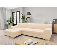 DOMO. collection Sofá Cama esquinero Tinos pequeño en Forma de L, sofá esquinero con función de Dormir, sofá esquinero Acolchado, 273 x 157 x 74 cm, Color Beige