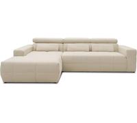 DOMO. collection Sofá esquinero Brandon con Respaldo en Forma de L, Acolchado, esquinero, Silla Larga a la Izquierda, 285 x 175 x 98 cm, Color Beige