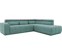 DOMO. collection Sofá esquinero Brandon con Respaldo en Forma de L, esquinero Acolchado, esquinero, 275 x 228 x 98 cm Ancho x Profundidad x Alto, Color Menta, Verde Menta, Otomana Derecha
