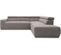 DOMO. collection Sofá esquinero Brandon con Respaldo en Forma de L, esquinero Acolchado, esquinero, 275 x 228 x 98 cm Ancho x Profundidad x Alto, Color Gris, Plata, Muebles tapizados