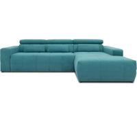 DOMO. collection Sofá esquinero Brandon con Respaldo en Forma de L, esquinero Acolchado, esquinero, 285 x 175 x 98 cm, Color Turquesa