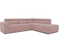 DOMO. collection Sofá esquinero Brandon con Respaldo en Forma de L, esquinero tapizado, 275 x 228 x 98 cm Ancho x Profundidad x Alto, Color Rosa, Flamingo, Otomana Derecha