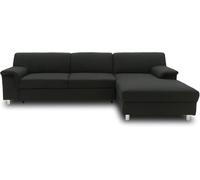 DOMO. collection Sofá esquinero Junin en Forma de L con función de Dormir, Moderno, esquinero, sofá esquinero, 251 x 150 cm, Color Negro