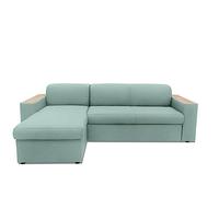 DOMO. collection Sofá esquinero Lima, sofá esquinero con función de Dormir y cajón, sofá en Forma de L con reposabrazos de Madera, sofá Cama, sofá Cama 244 x 155 x 74 cm (Ancho x Profundidad x Alto),
