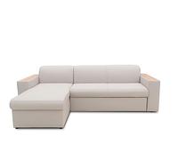 DOMO. collection Sofá esquinero Lima, sofá esquinero con función de Dormir y cajón, sofá en Forma de L con reposabrazos de Madera, sofá Cama, sofá Cama 244 x 155 x 74 cm (Ancho x Profundidad x Alto),