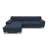 DOMO. collection Sofá esquinero Nika con función de Dormir en Forma de L, Juego de Esquinas, Moderno Acolchado, sofá esquinero, sofá Cama, 277 x 156 x 78 cm, Azul Oscuro