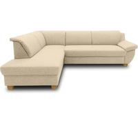 DOMO. collection Sofá Esquinero Panamá Clásico En Forma De L, Sofá Esquinero Con Función De Dormir 254 X 186 Cm, Color Beige