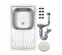 DomoDomo - Fregadero de cocina 1 seno con escurridor 76x43,5 cm, acero inoxidable satinado - fregadero sobre encimera resistente - fregadero de cocina pequeño y ligero