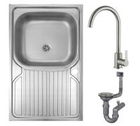 DomoDomo fregadero de cocina, plata, 80 x 60 cm