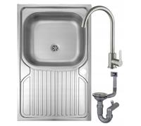 DomoDomo fregadero de cocina, plata, 80 x 60 cm