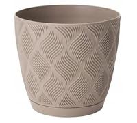 DomoDomo Maceta y maceta Eco Beige 17,2 x 19 cm - Maceta clásica de plástico con platillo Flow Petit