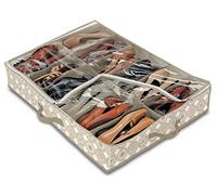 Domopak Living 8001410074294 funda zapatos 12 compartimentos Elle, plástico, blanco/Beige, 76 x 60 x 15 cm