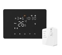 Domos - Termostato Inalámbrico WiFi Inteligente para Caldera y calefacción | Pantalla LED táctil, WiFi, programable, Control Remoto por App y Voz. Color Negro