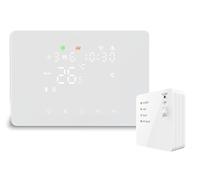Domos - Termostato Inalámbrico WiFi Inteligente para Caldera y calefacción | Pantalla LED táctil, WiFi, programable, Control Remoto por App y Voz. Color Blanco