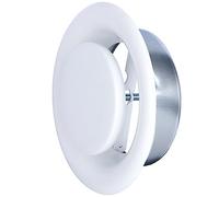 DOMUX Boca VMC de Extracción 100mm Regulable - Boca de Ventilación de Acero Lacado Blanco para Cocina, Baño, WC - VMC Simple y Doble Flujo - DN100 - Redonda, con Muelles