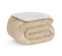 Don Descanso - Manta para Sofá Invierno Grande (200x220cm) Microfibra Suave, Cálida, Lavable a 30º, Reversible y Resistente a Las Arrugas. Manta Borreguito Cama Doble o Sofá Beige