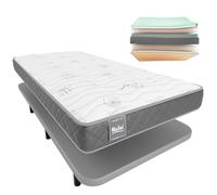 DON DESCANSO-Pack Colchón Viscoelástico 80x180cm Mulhacén + Base Tapizada de Acero. Colchón con Tejido Aloe Vera, F. Media-Alta y Transpirable. Alto Colchón: ±15cm | Alto Base: 30cm | Hecho en España