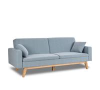 Don Descanso, Sofá Cama 3 plazas Reine, Tapizado en Tela, Sistema Apertura de Libro o Clic-clac, Medida sofá: 206x73x80cm, Medida Cama: 180x100cm, Incluye 2 Cojines, Azul