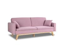 Don Descanso, Sofá Cama 3 plazas Reine, Tapizado en Tela, Sistema Apertura de Libro o Clic-clac, Medida sofá: 206x73x80 cm, Medida Cama: 180x100 cm, Incluye 2 Cojines, Rosa