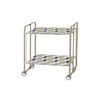 DON HIERRO - Carrito Auxiliar Bauhaus con Ruedas y 2 Estantes, Color Arena Blue and gold ovals 72.000000