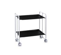 DON HIERRO - Carrito Auxiliar Bauhaus con Ruedas y 2 Estantes, Color Blanco Black