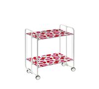 DON HIERRO - Carrito Auxiliar Bauhaus con Ruedas y 2 Estantes, Color Blanco Flores